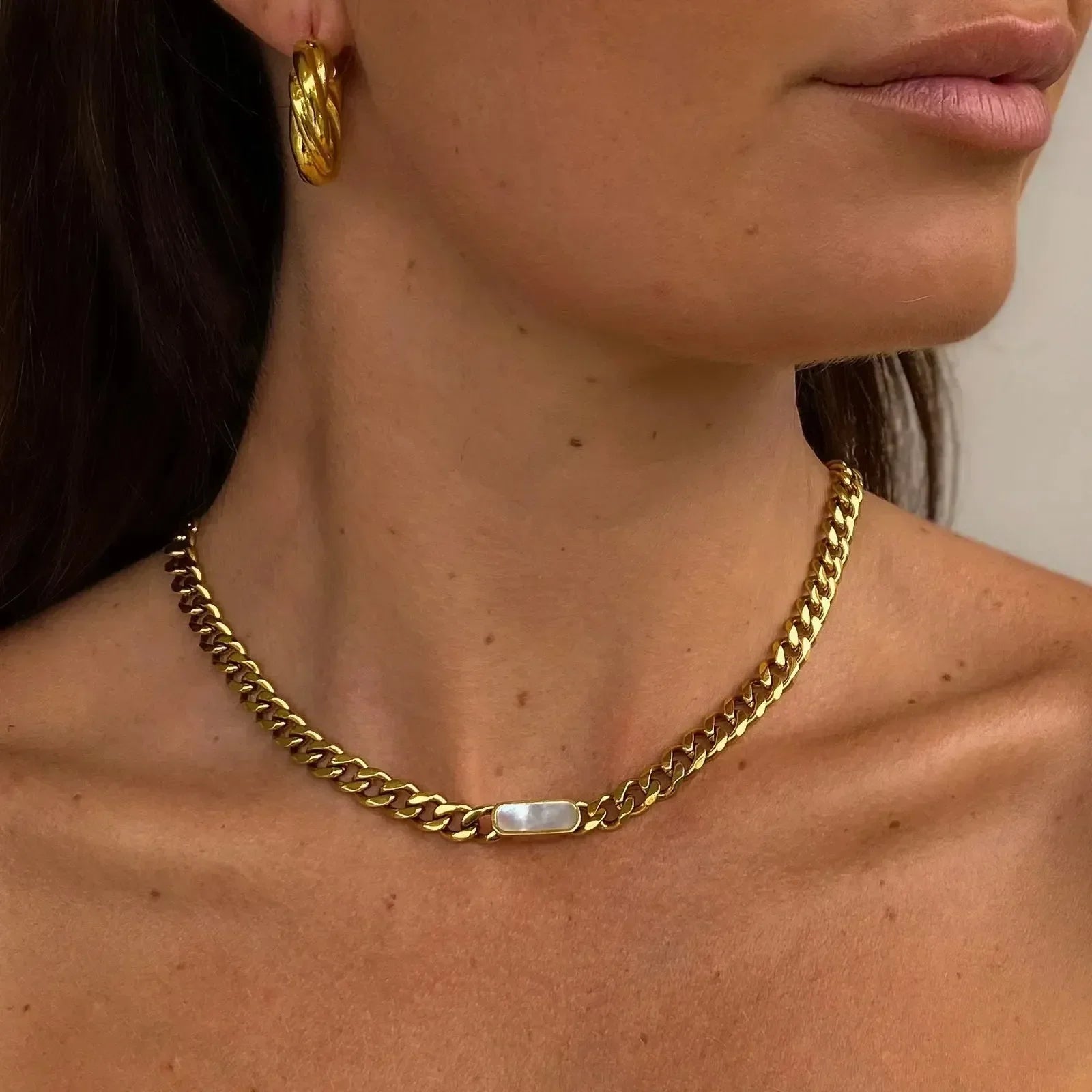 Bold Cuban Chain Necklace with Crystal Accent main image 1