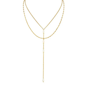 Double Layered Pearl Chain Necklace