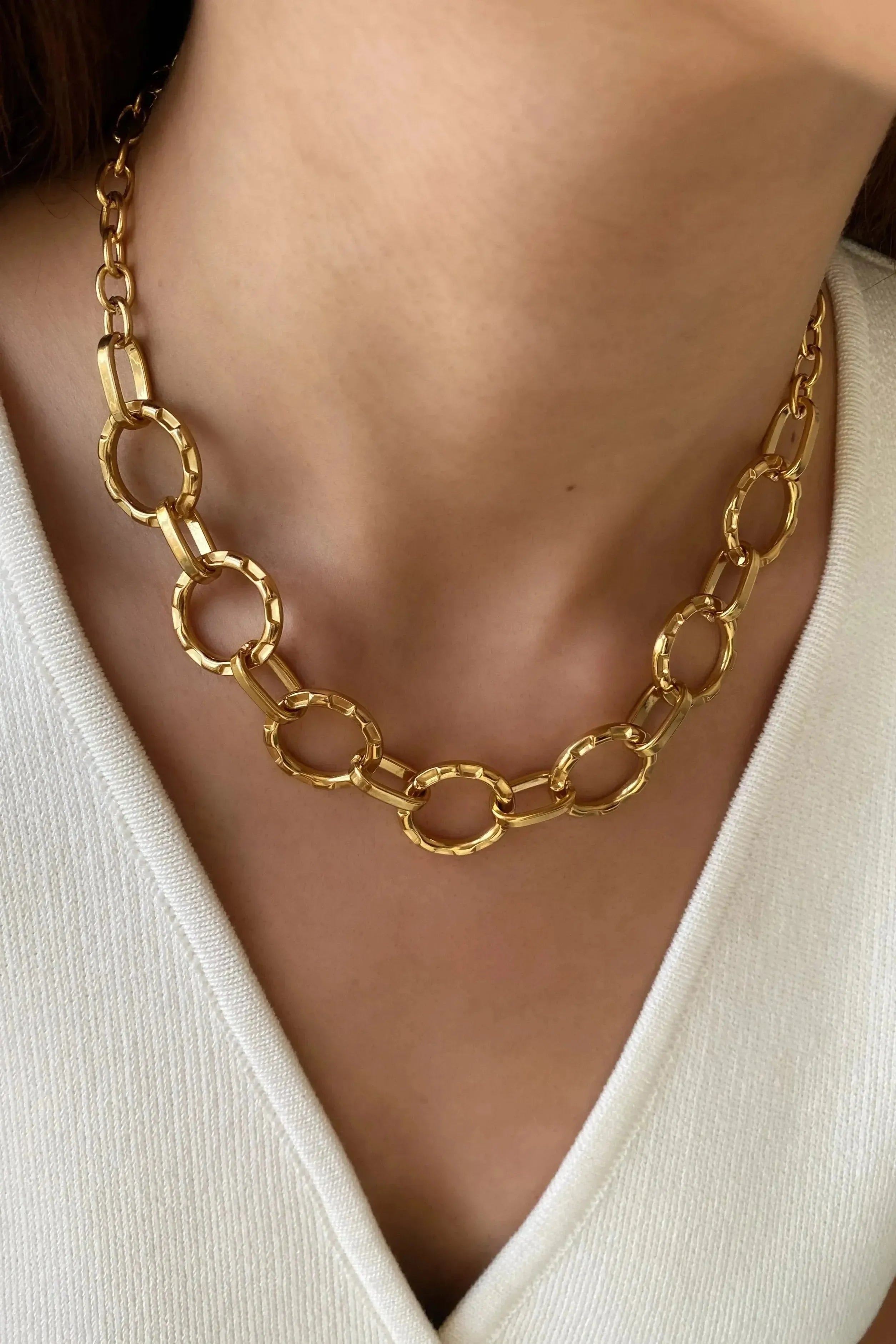 Open Circle Statement Necklace - Diatoms