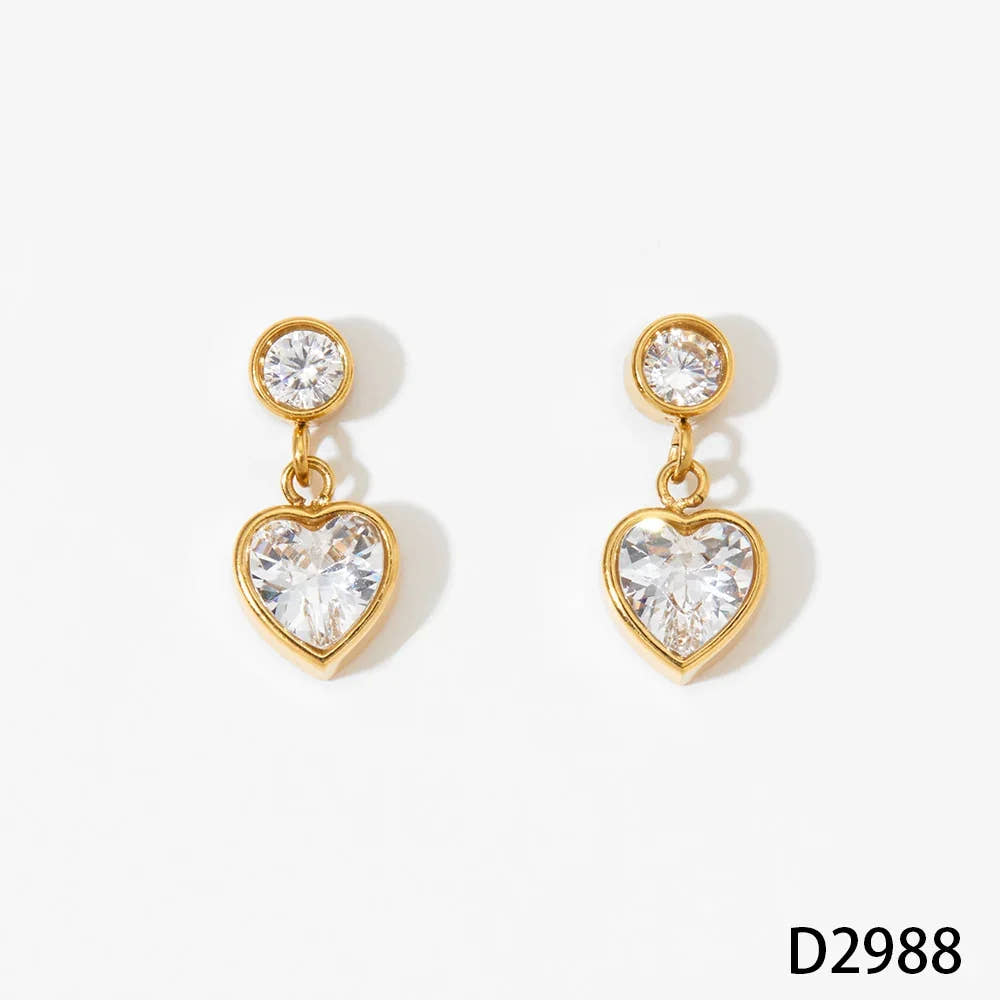 Gleam Heart Stud-Dangle Earrings