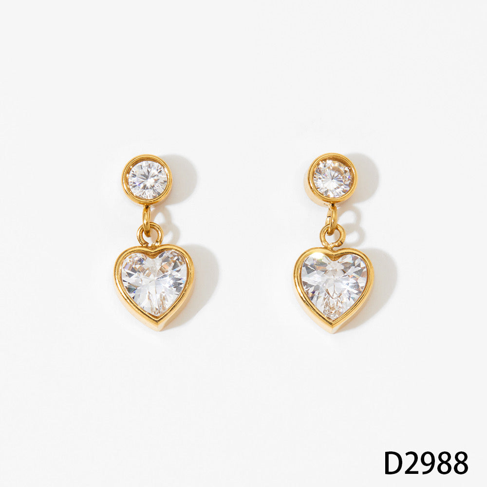 Gleam Heart Stud-Dangle Earrings