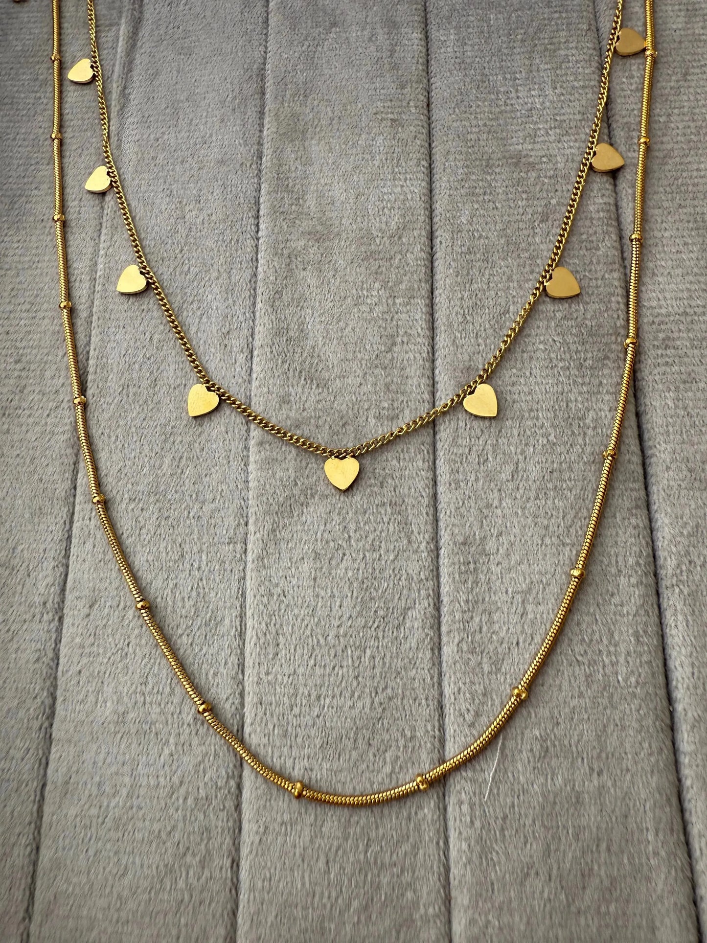 Luxy Layered Contemporary Gold Heart Chain Necklace - Diatoms