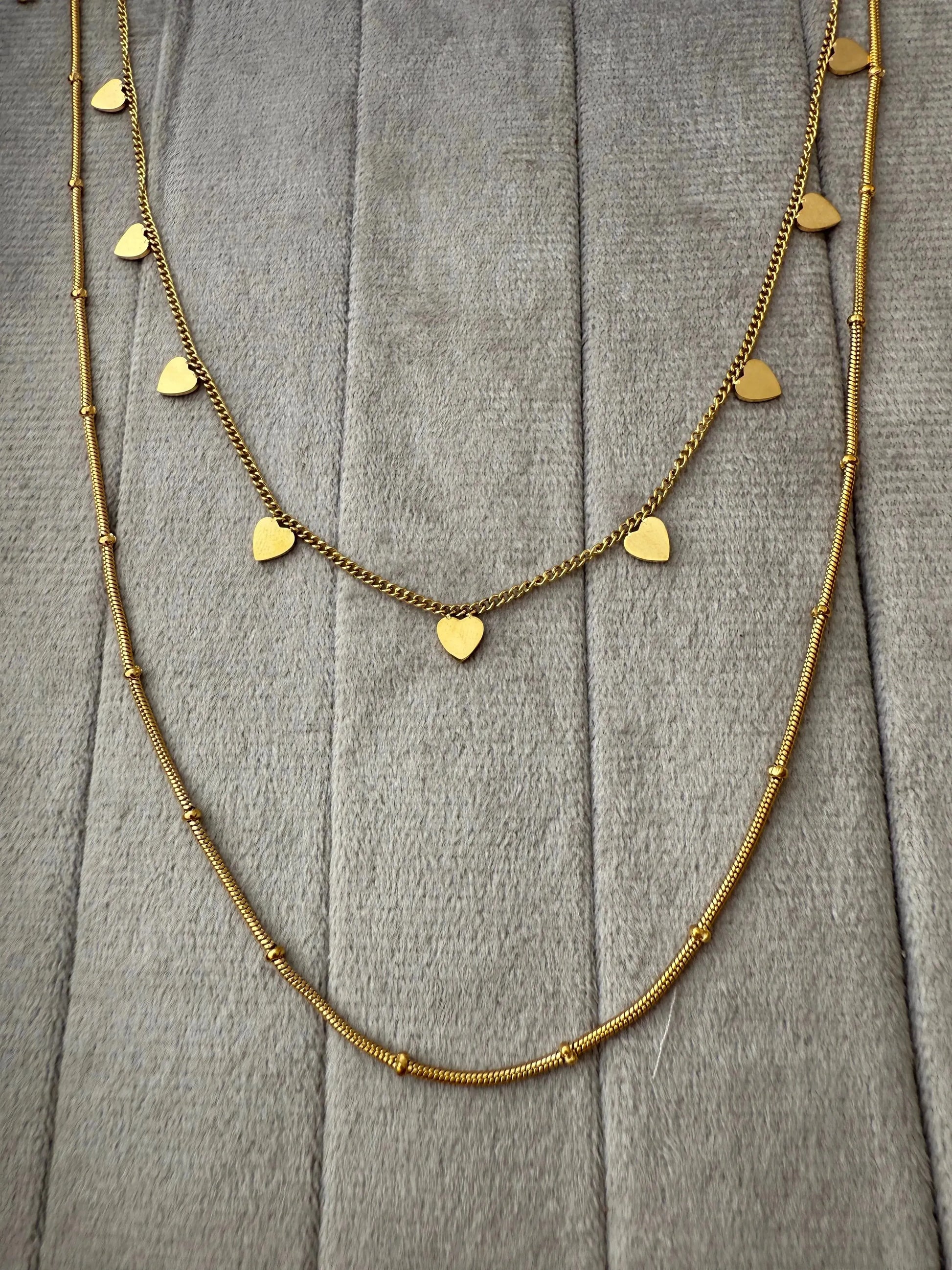Luxy Layered Contemporary Gold Heart Chain Necklace - Diatoms
