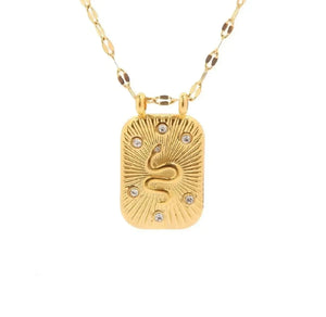 Luxe Squared Pattern Snake Necklace