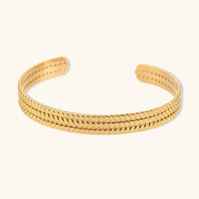 Vintage Twist Pattern C Shaped Bangle - Diatoms