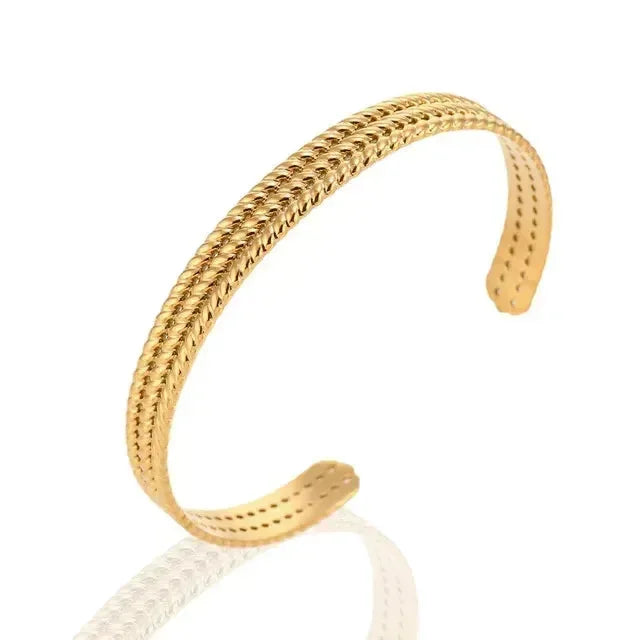 Vintage Twist Pattern C Shaped Bangle - Diatoms