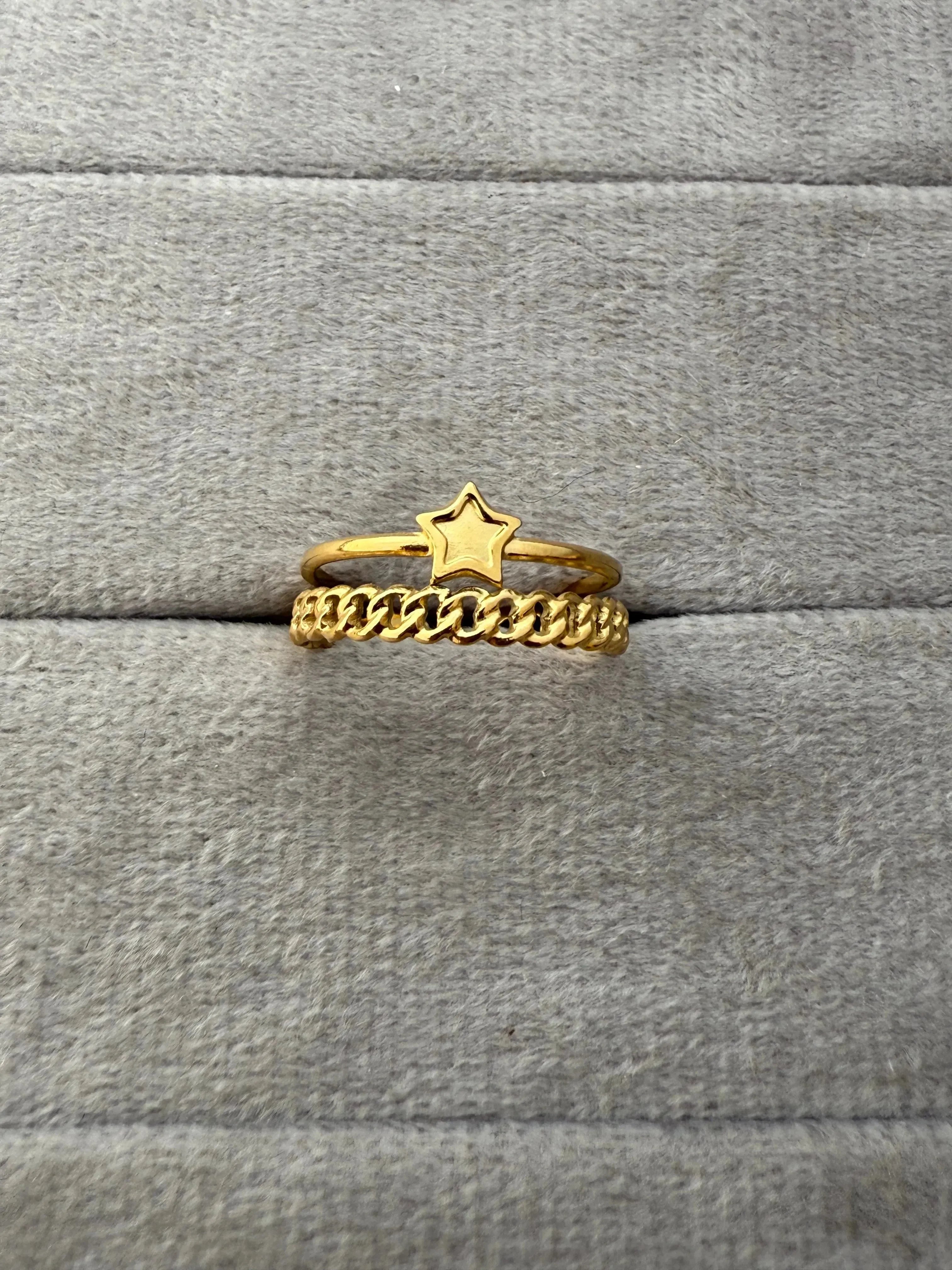 Double row star cuff ring - Diatoms