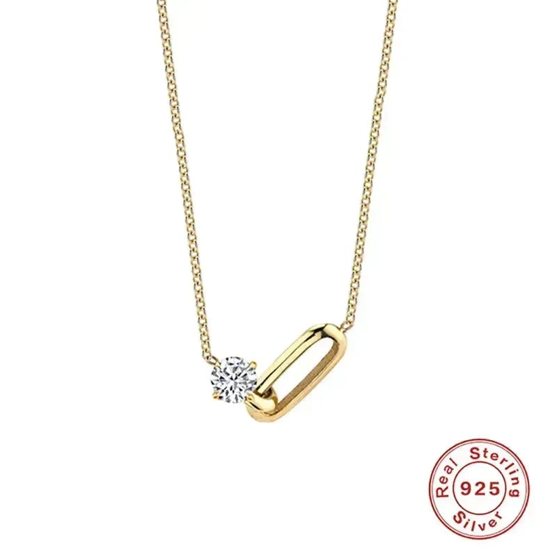 Classic Diamond 925 Sterling Silver Necklace - Diatoms