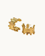 Golden Liylah Textured Stud Earings - Diatoms