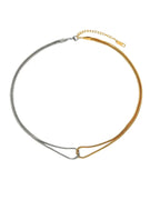 Double Layer Gold Silver Sleek Chain Necklace and Bracelet - Diatoms