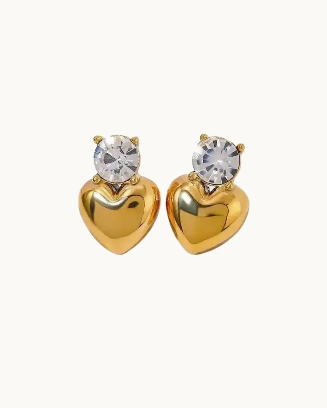 Zircon Sweetheart Shaped Stud Earrings - Diatoms