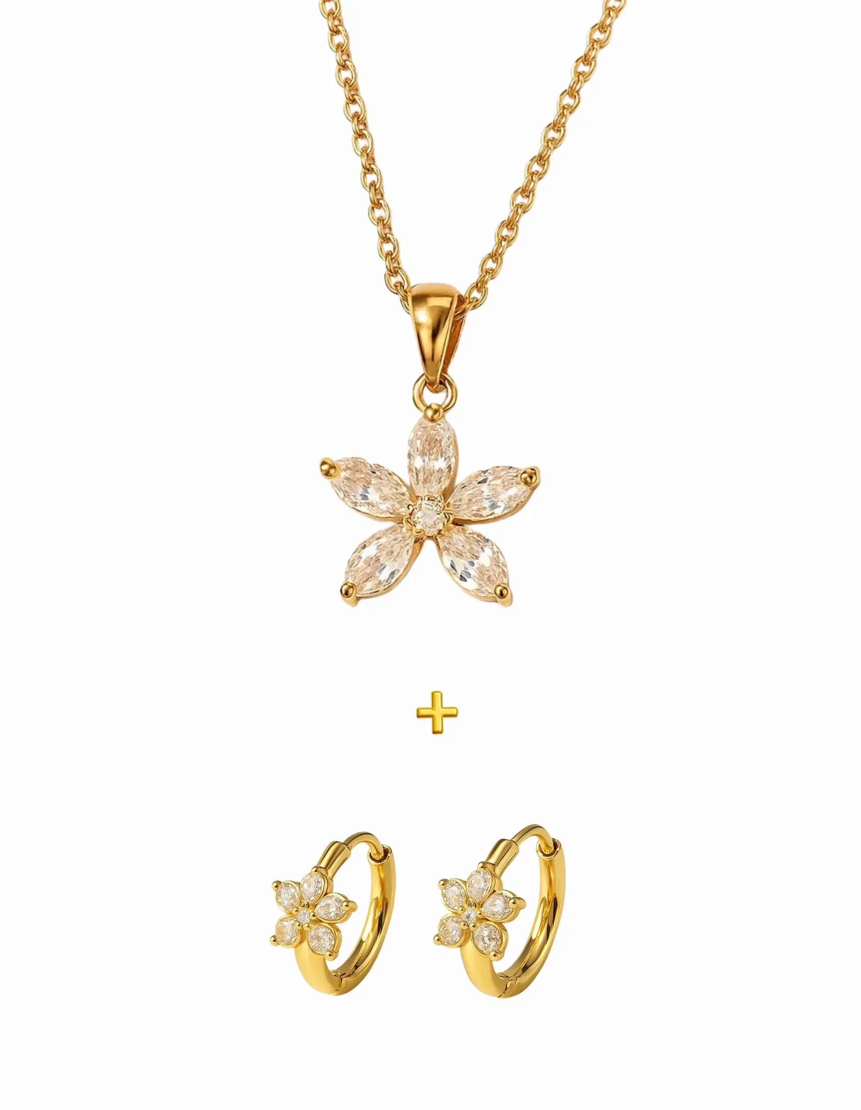 Floral Combo Necklace and Earrings Set
