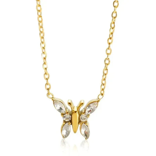 Luxy Crystal Butterfly Shape Necklace - Diatoms