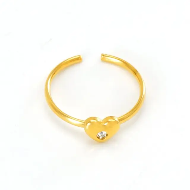 Diamond Filled Minimal Heart Gold Ring