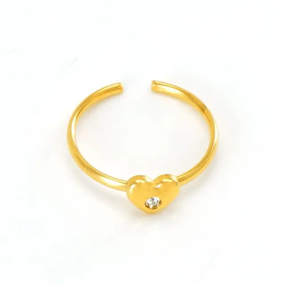 Diamond Filled Minimal Heart Gold Ring