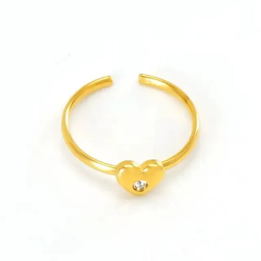 Diamond Filled Minimal Heart Gold Ring - Diatoms