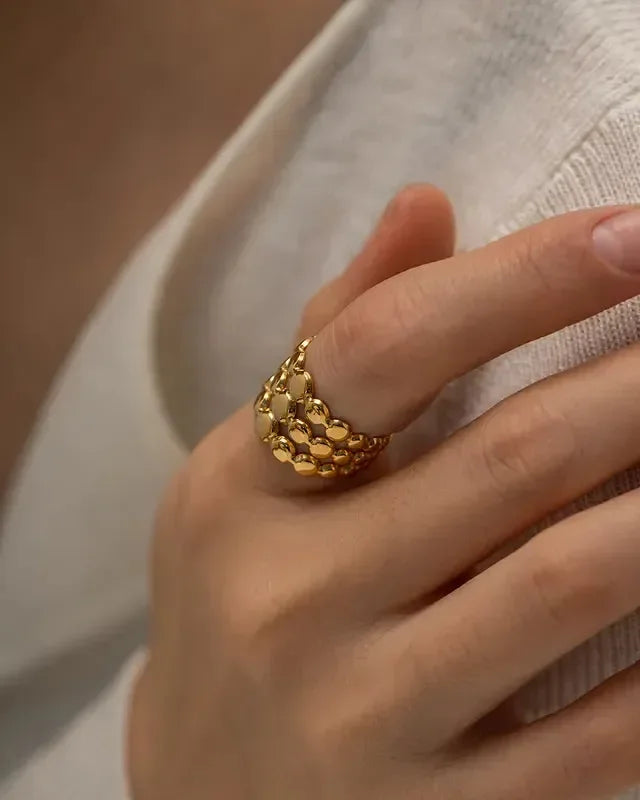 Gold Glamour Ring - Diatoms