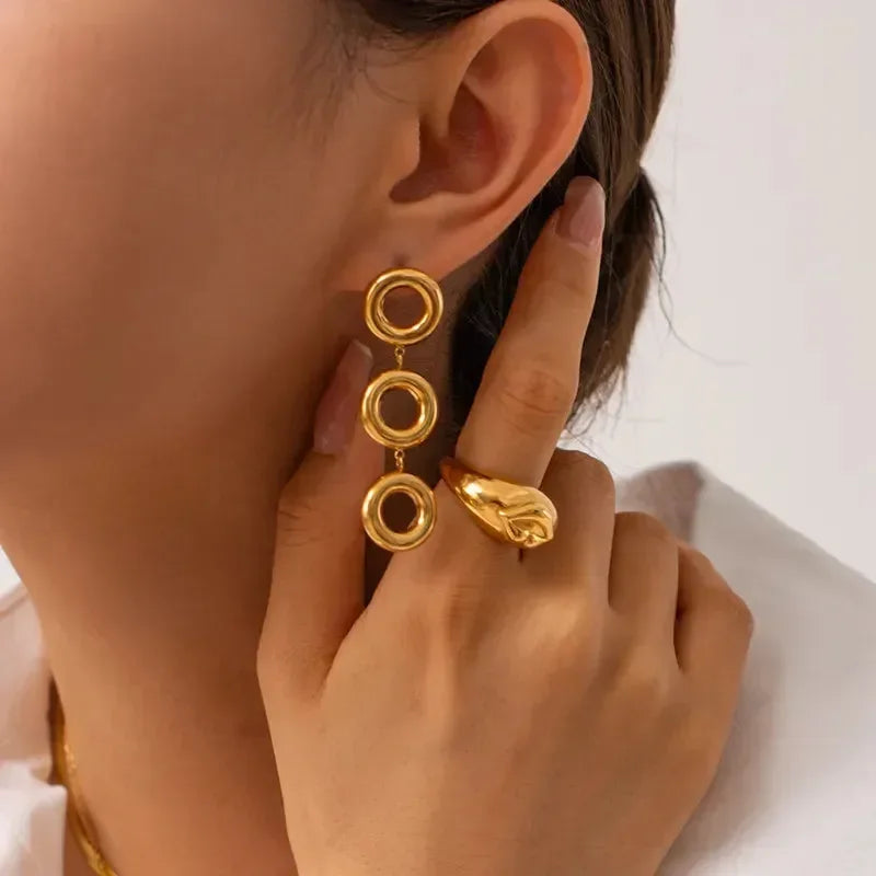 Geometric Layered Chunky Earrings - Diatoms