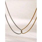 Double Layer Gold Silver Sleek Chain Necklace and Bracelet - Diatoms