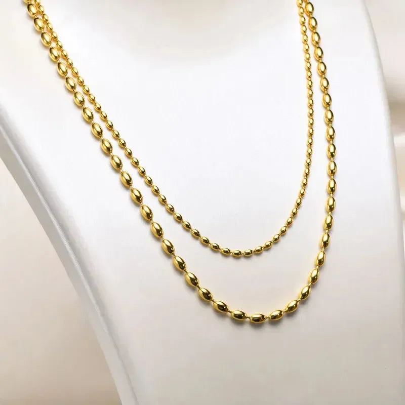 Gold Beaded Necklace - Diatoms