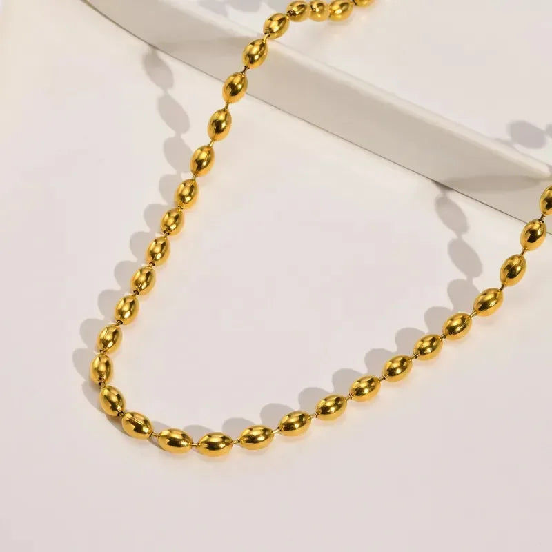 Gold Beaded Necklace - Diatoms