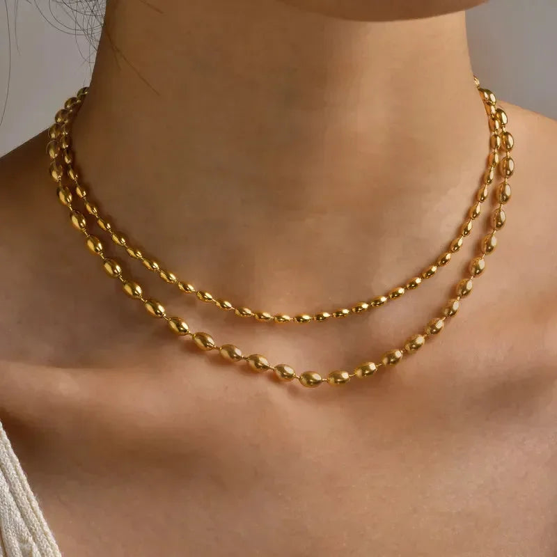 Gold Beaded Necklace - Diatoms