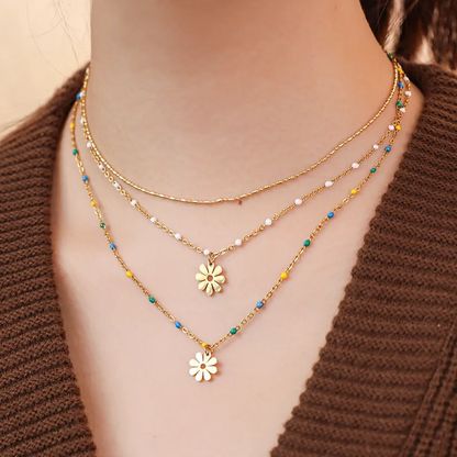 Vacation Flower Layered Necklaces