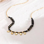 Black Crystal Hollow Beads Necklace - Diatoms