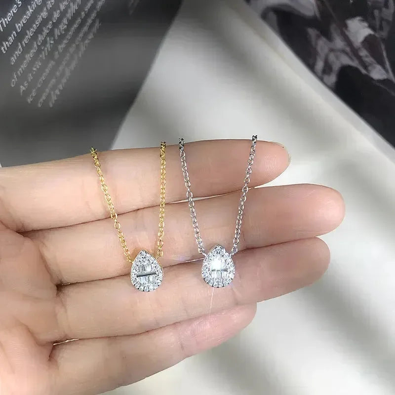 Elegant Water Droplets Zircon Pendant - Diatoms