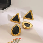 Classic Style Triangle Water Droplets Ear Studs - Diatoms