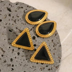 Classic Style Triangle Water Droplets Ear Studs - Diatoms
