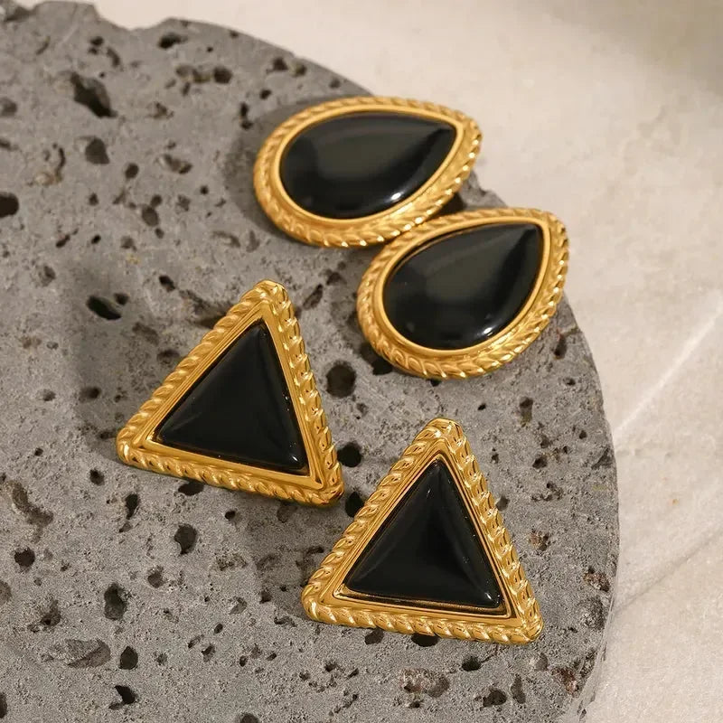Classic Style Triangle Water Droplets Ear Studs - Diatoms