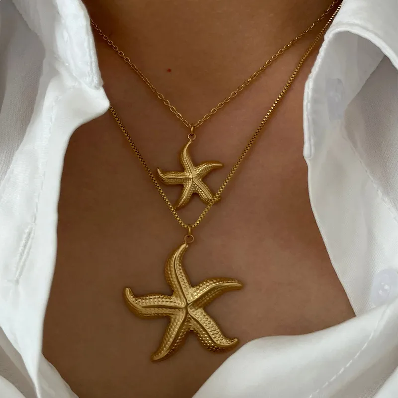 Marine Style Starfish Conch Shell Necklace