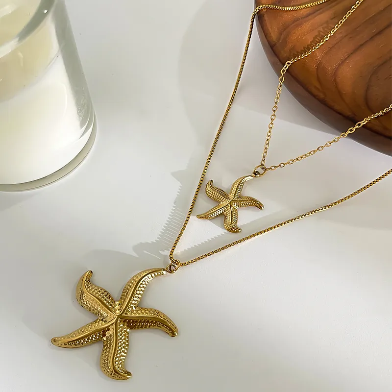 Marine Style Starfish Conch Shell Necklace