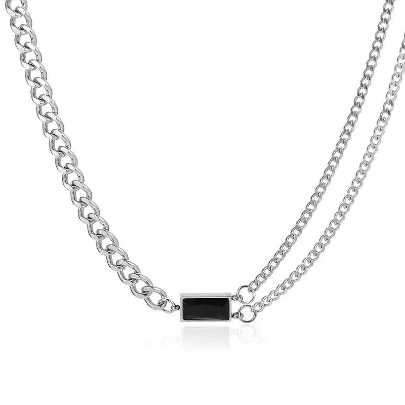 Hip-Hop Inlay Rhinestones Unisex Layered Chain - Diatoms