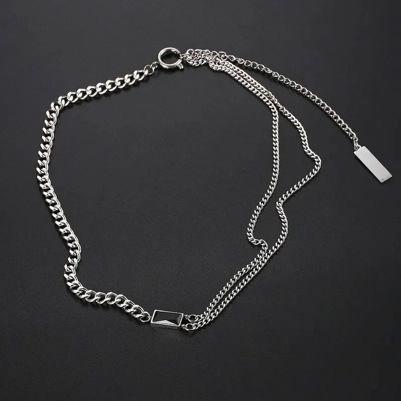 Hip-Hop Inlay Rhinestones Unisex Layered Chain - Diatoms