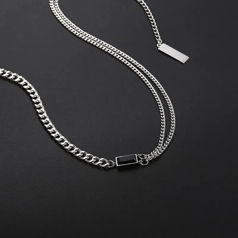 Hip-Hop Inlay Rhinestones Unisex Layered Chain - Diatoms