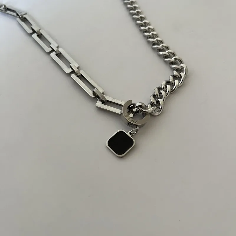 Casual Square Black Stone Men's Necklace