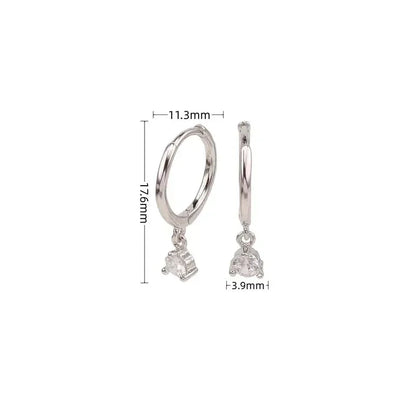 Graceful Gem Drop Sterling Silver Earrings - Diatoms