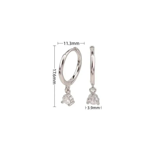 Graceful Gem Drop Sterling Silver Earrings - Diatoms