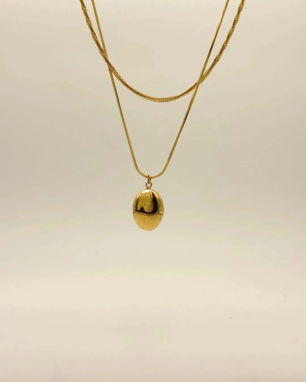 Luxy Double Layered Oval Necklace - Diatoms