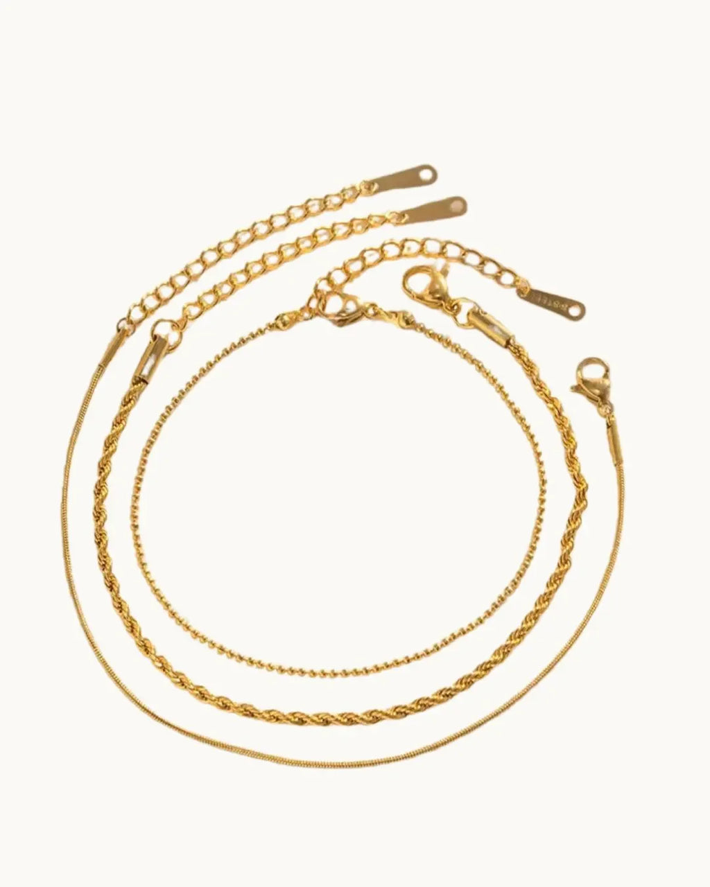 Three Sleek Chain Gold Bracelet - Diatoms