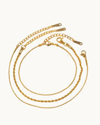 Three Sleek Chain Gold Bracelet - Diatoms