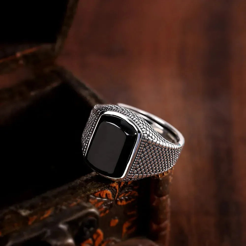 Diatoms 925 Sterling Silver Men Ring - Diatoms