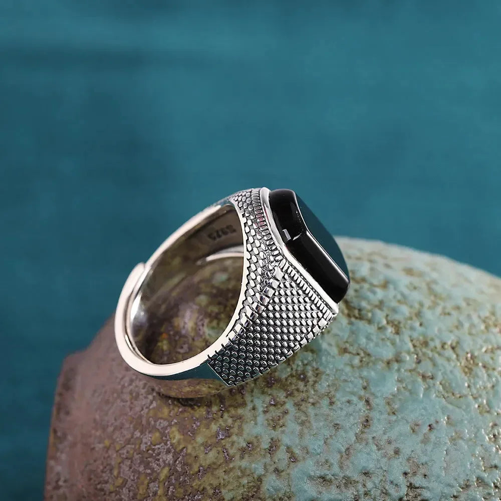 Diatoms 925 Sterling Silver Men Ring - Diatoms