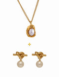 Pearl Necklace Earring Combo Set