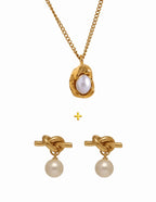 Pearl Necklace Earring Combo Set