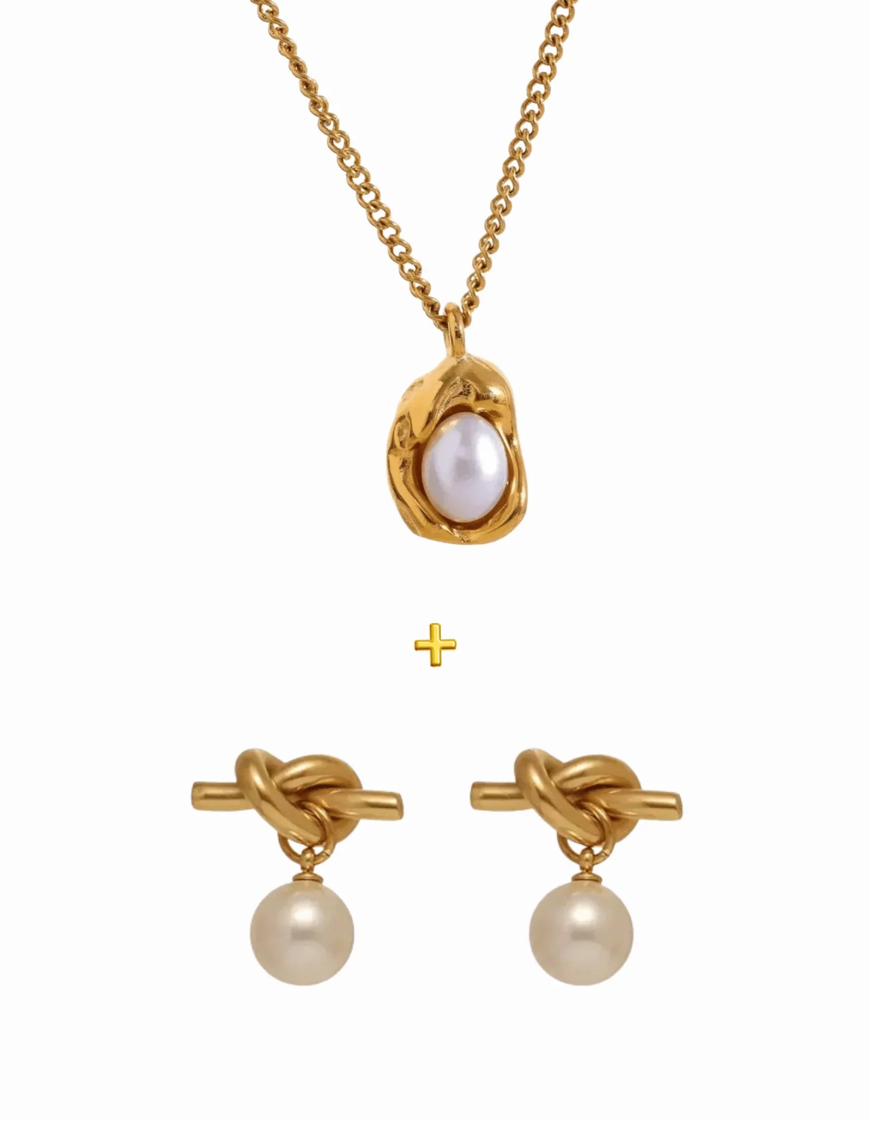 Pearl Necklace Earring Combo Set