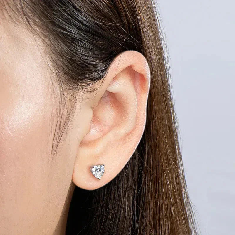 Heart Shaped Moissanite Stud Earrings - Diatoms