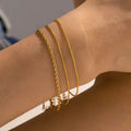 Three Sleek Chain Gold Bracelet - Diatoms